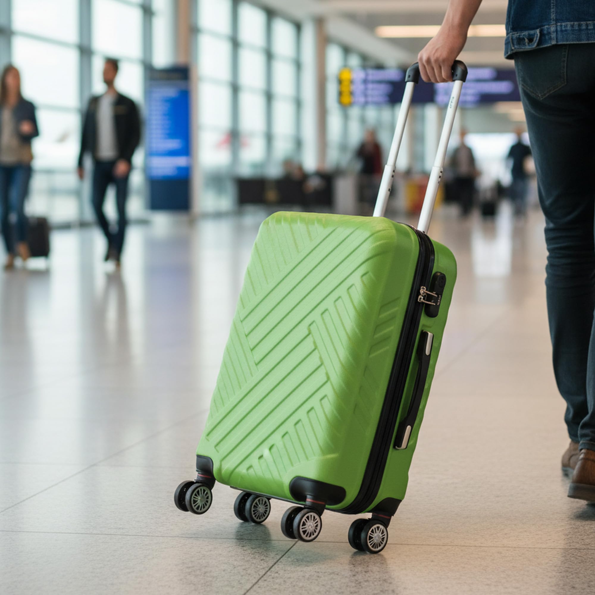 Set di valigie Zelsius 3 pezzi, verde | Valigia rigida in ABS con chiusura a combinazione, Ruote doppie e divisorio interno | Valigia a mano, set di valigie rigide 3 pezzi, trolley, valigia grande
