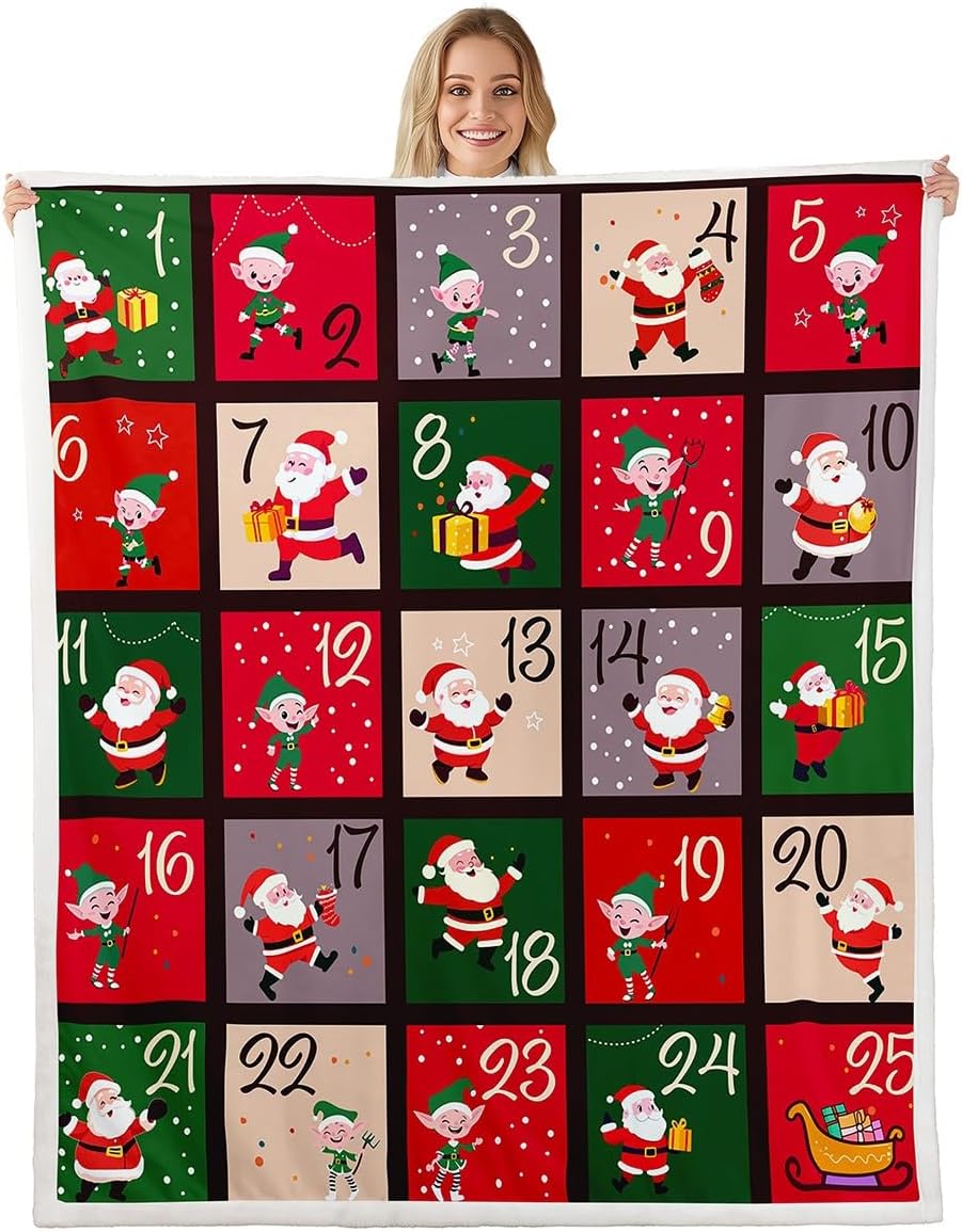 Erosebridal Red Green Yellow Christmas Ball Ornaments Throw Blanket Xmas Poinsettia Flowers Fleece Blanket for Kids Child Boys Girls,Golden Merry Christmas Bell Blanket 90"x90",Christmas Decorations