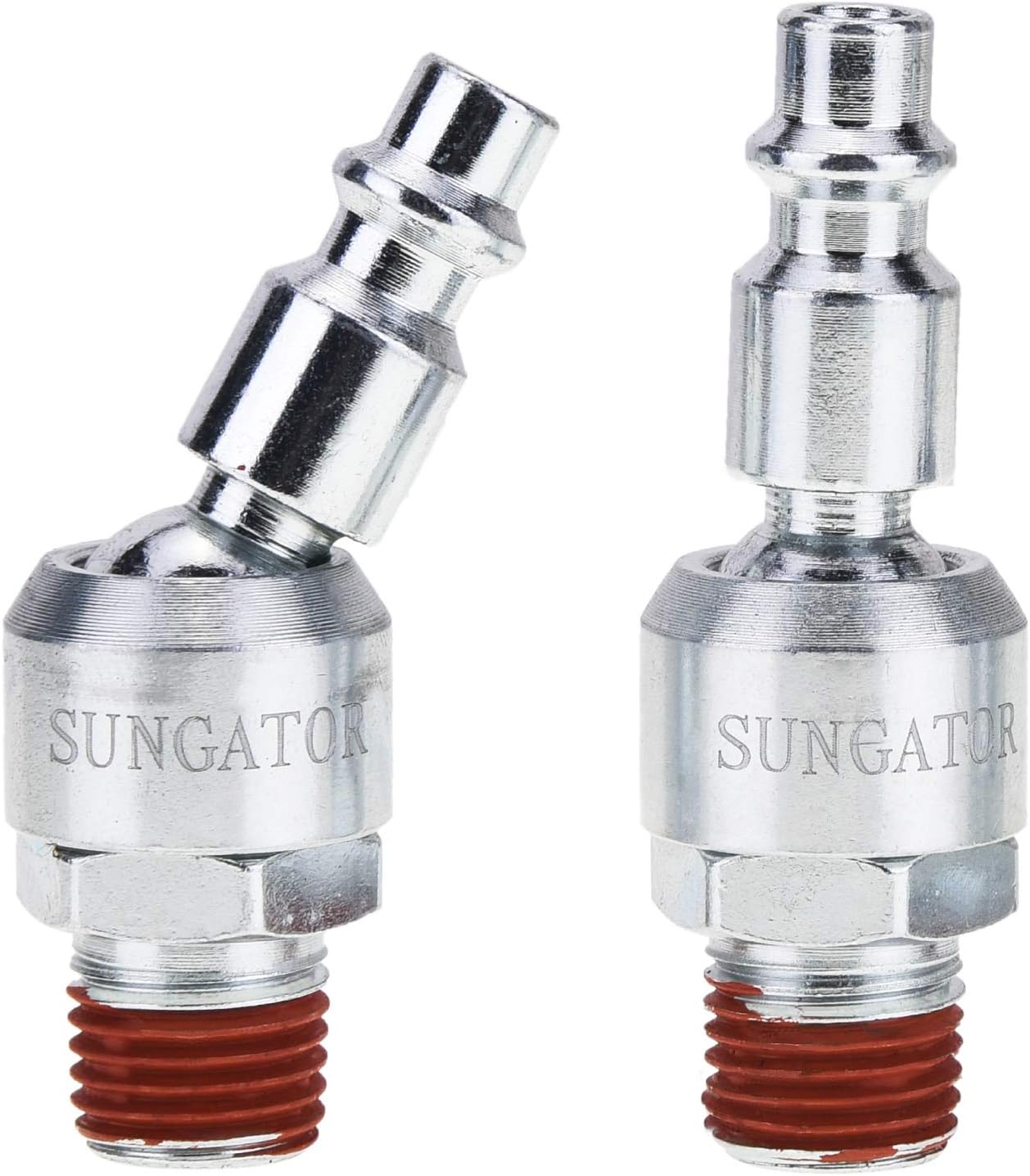 SUNGATOR 2-Pack 1/4 Inch Swivel Air Tool Fittings, 360° Rotatable 1/4'' Industrial Plugs, 1/4'' MNPT Swivel Air Compressor Hose Fittings, Quick Connect Male NPT Plug Hose Connectors