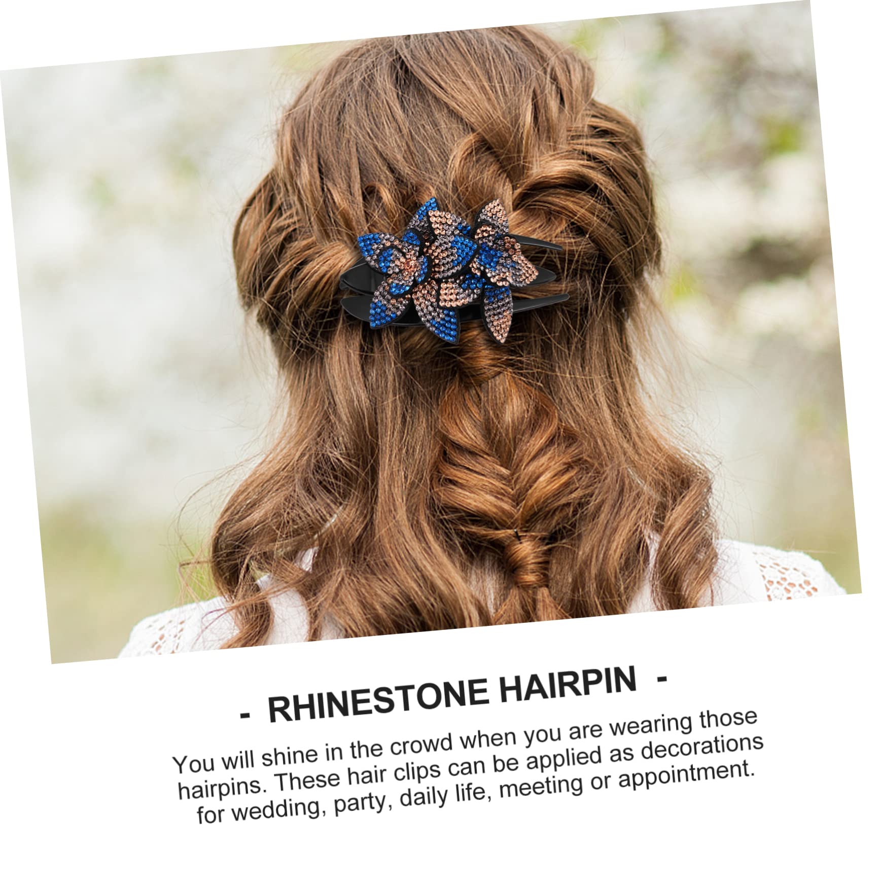 minkissy 12 pinzas de tres para el pelo, pinzas para el pelo, diseño floral, con purpurina, accesorios para el cabello con de imitación, horquilla de plástico para mujer, Corea del