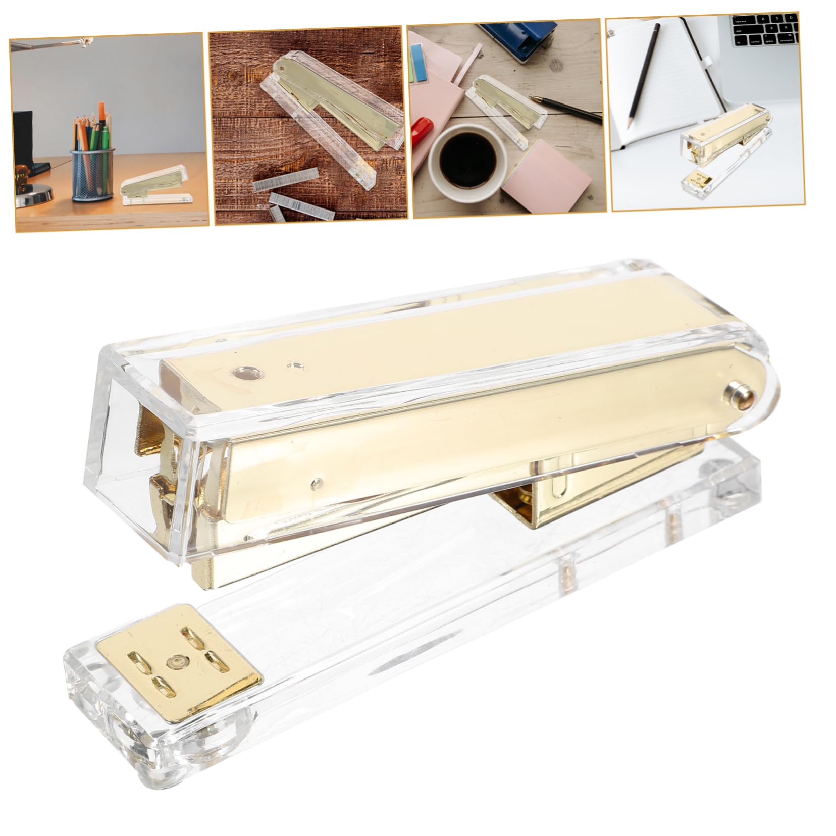 NUOBESTY 4 Stück Transparenter Hefter Unterrichtsmaterialien Hefter Für Den Schreibtisch Hefter Masse Hefter Für Schwere Arbeiten Buchhefter Hefter Bürowerkzeug Büroprodukte Golden Acryl