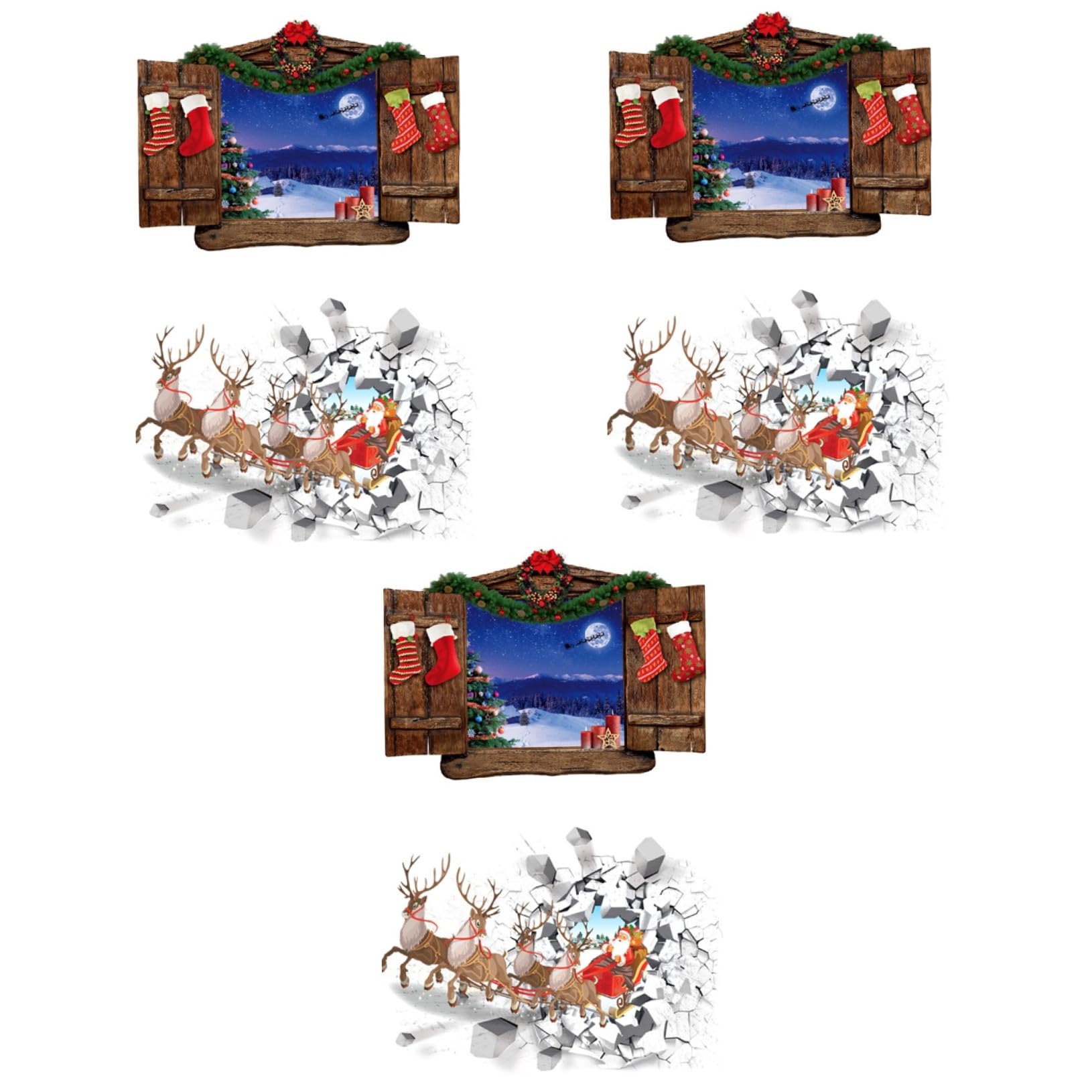 HOMSFOU 6 Pz Decalcomania Della Parete Di Natale 3d Adesivi Per Finestre Natalizie Arredamento Della Camera Dei Bambini Adesivo Per Finestra Con Scene Di Natale Adesivi Natalizi Decorare