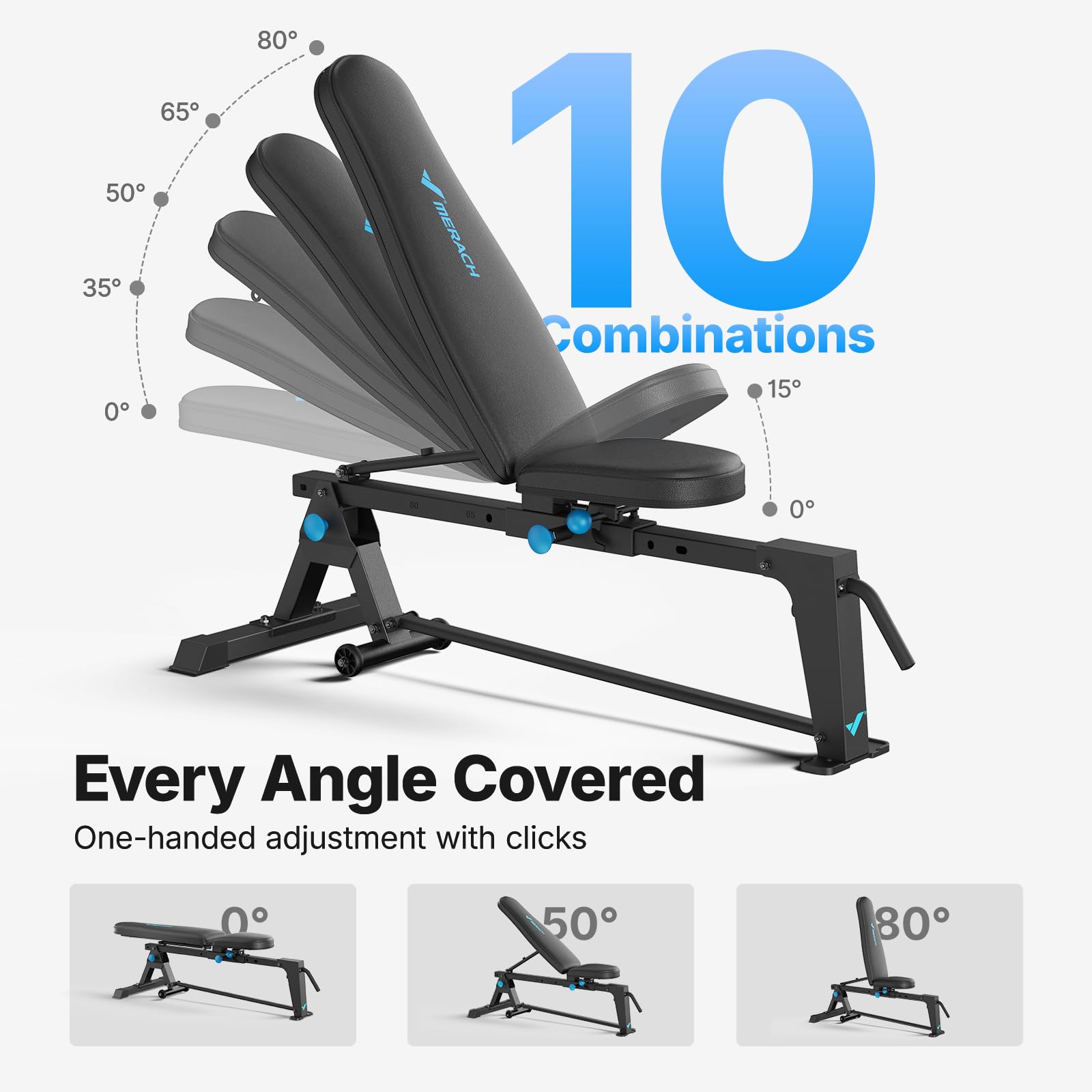 1100LBS Adjustable Weight Benches for Home Gym Pro, Ultra-stable Design for Bench Press, Extendable Backrest and Rear Chassis Ensure No Wobble, Innovative Design for Full-Body Home Workouts