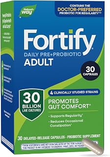 Nature's Way Fortify Daily Pre+Probiotic for Adults, 30 Billion CFUs, 30 ct | 11 Diverse Strains, Daily Probiotic for Immune & Digestive Health Support*, Promotes Gut Comfort*, No Refrigeration Needed