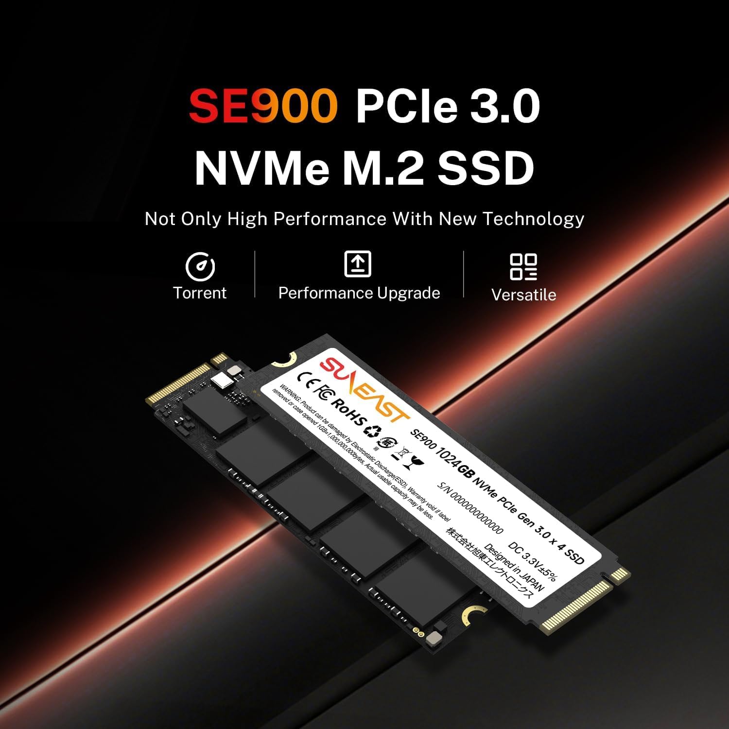 SUNEAST 1TB M.2 2280 PCIe 3.0 NVMe Gen3x4 SSD - Up to 3520MB/s Read, 2900MB/s Write, 3D NAND Flash Internal Solid State Drive for Laptop & Desktop