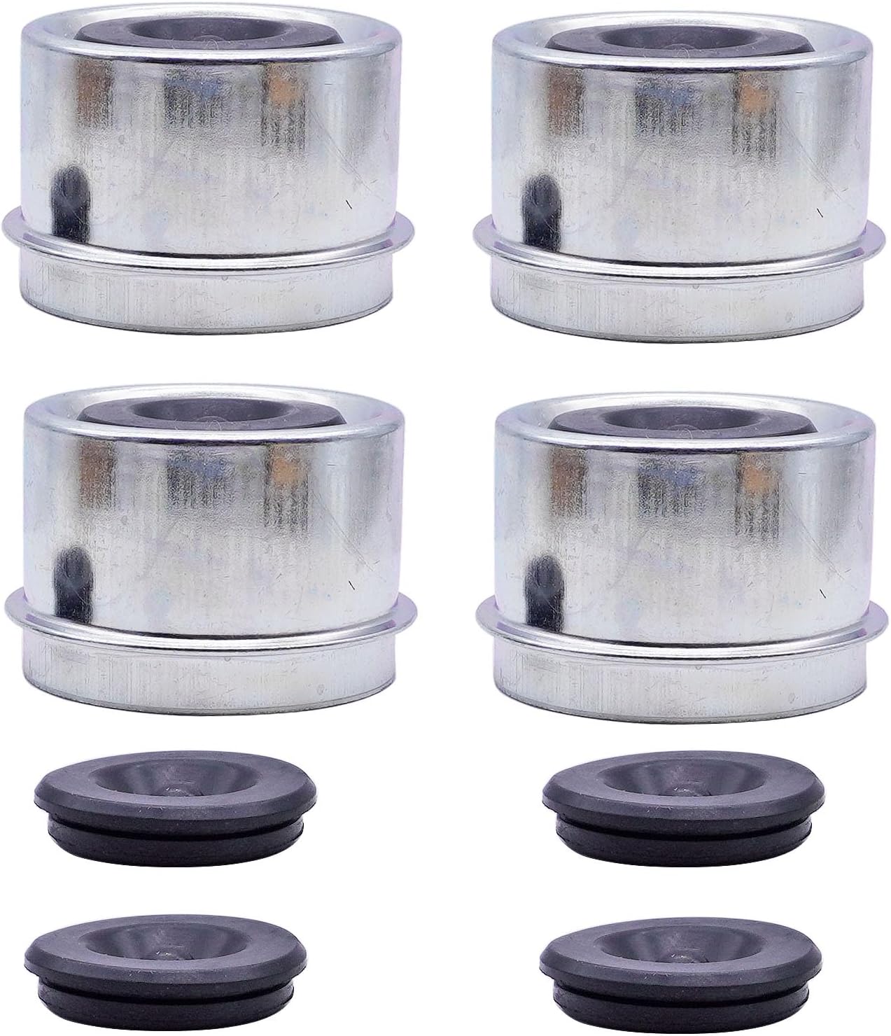 4 PCS 1.98" Trailer Bearing Dust Cap with Rubber Plug,Trailer Hub Grease Cap for Light-Duty Trailers with 2,000 lb to 3,500 lb Axles