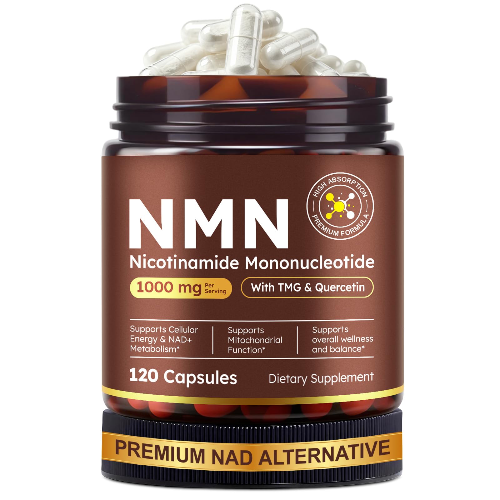 FANSHI NMN Supplement, High Purity NAD+ Precursor Complex – 120 Veggie Capsules with TMG, Resveratrol & Quercetin | Supports Anti-Aging Wellness, Cellular Energy & Metabolism | 60-Day Supply