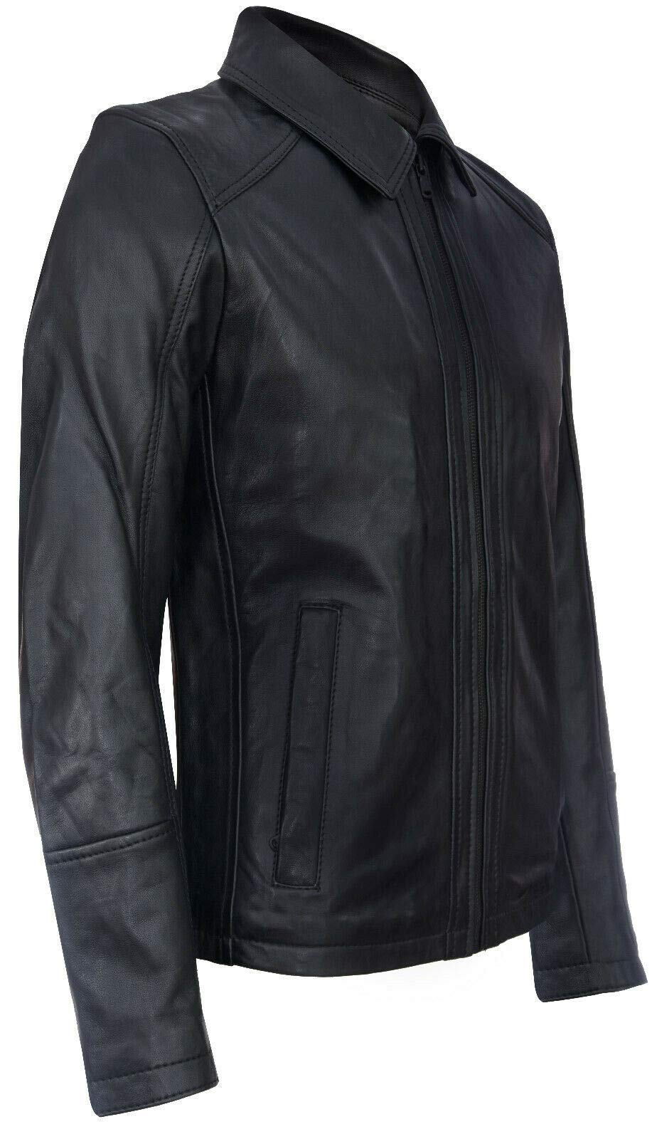 Chaqueta Motera Harrington de Cuero Clásica y Elegante Para Hombre