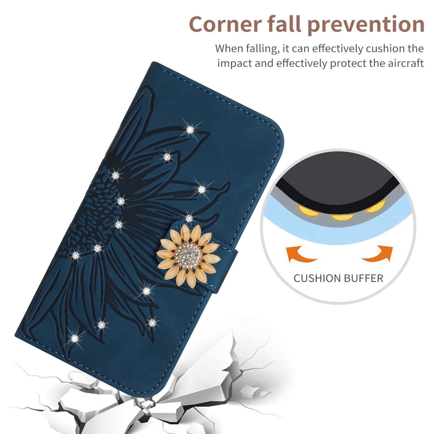 VQWQ Cover per Xiaomi Redmi Note 8 Pro, Custodia a Portafoglio in Pelle PU Girasole Slot per Schede Libro Supporto con Cordino Chiusura Magnetica Flip Cavalletto Case per Maschio Donna [TYH] Rosso T