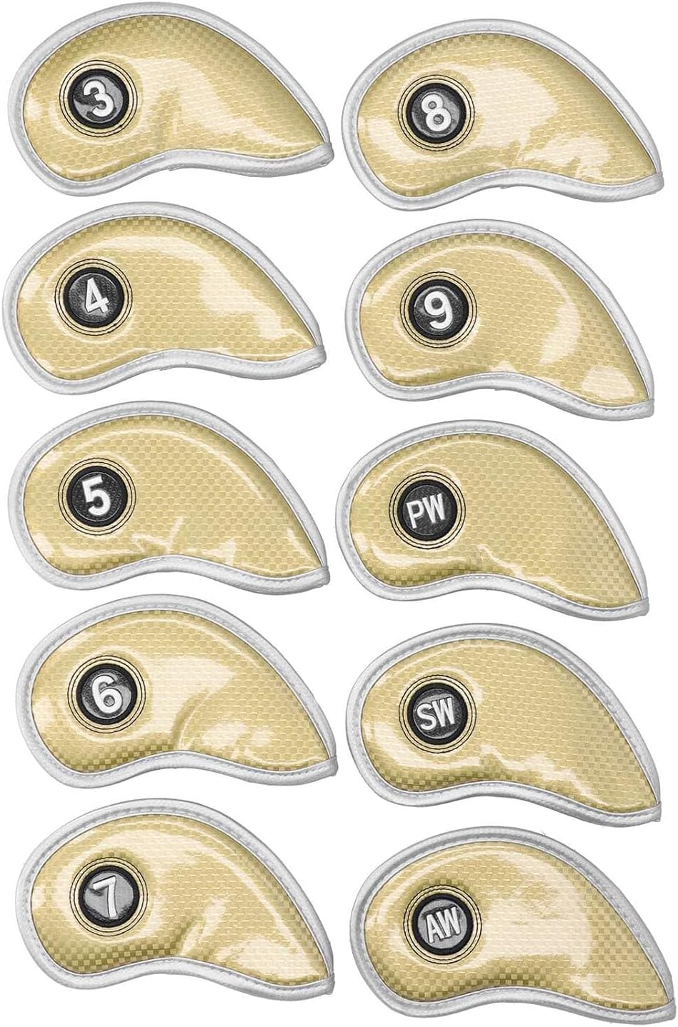 Golf Club Headcovers Irons Set 10 Pcs Club Iron Head Covers Gold