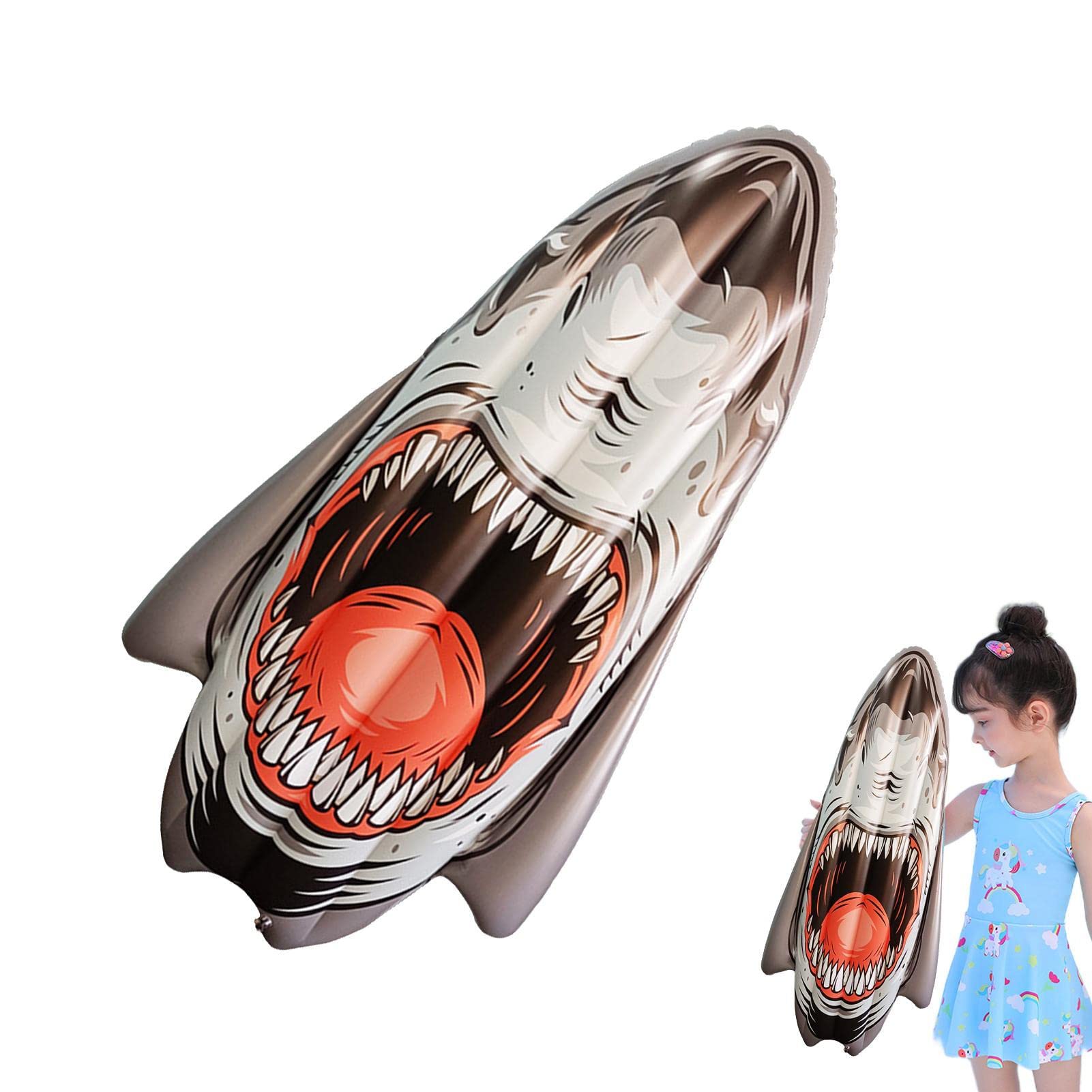 Geonoy Tabla Flotante de Playa, Tabla Hawaiana de Playa, Tabla de Surf Hinchable con 2 Asas, Juguete para Deportes acuáticos, Juguetes inflables para Piscina con Forma de tiburón para niños, niñas,