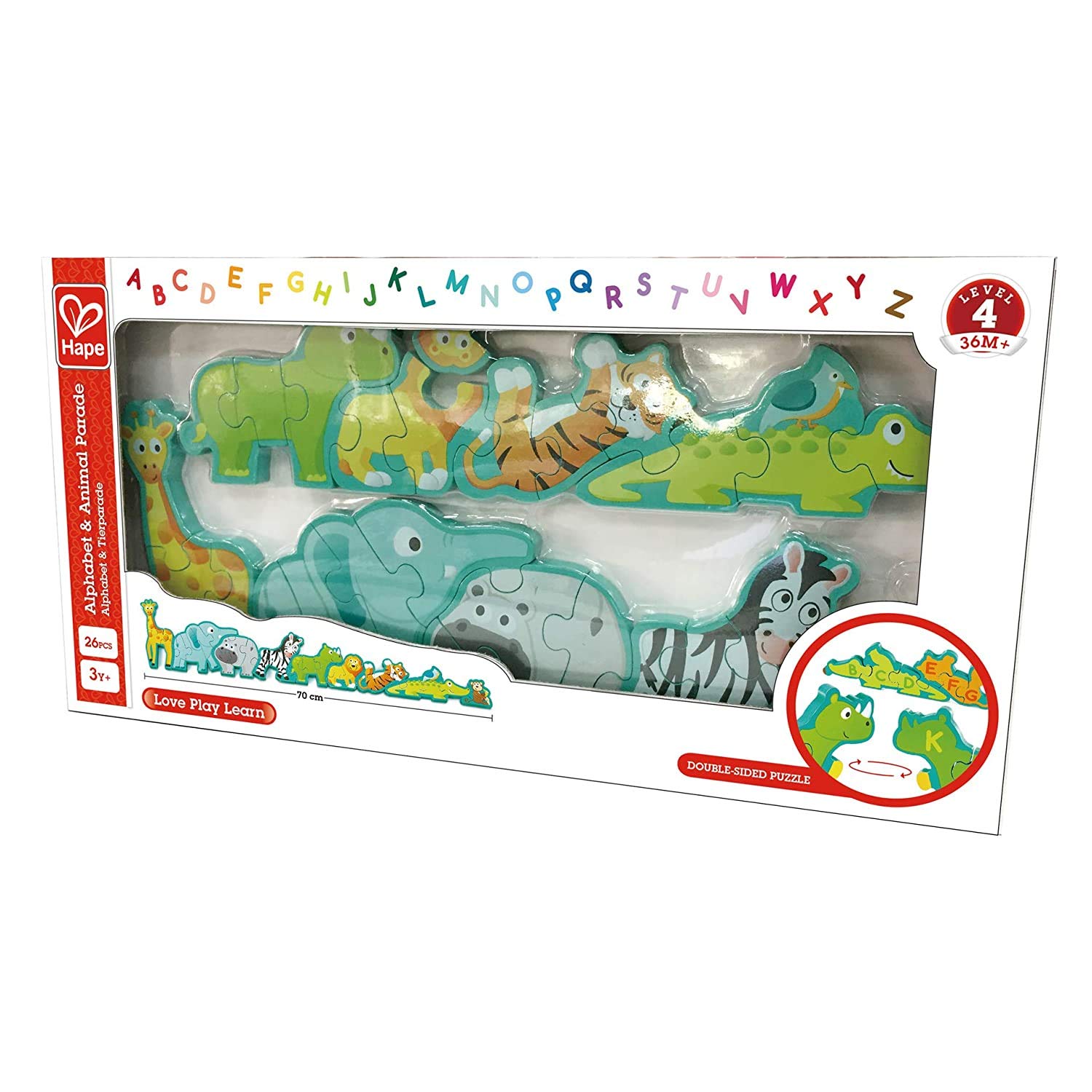 Hape E1627 Puzzle alfabet i parada zwierząt