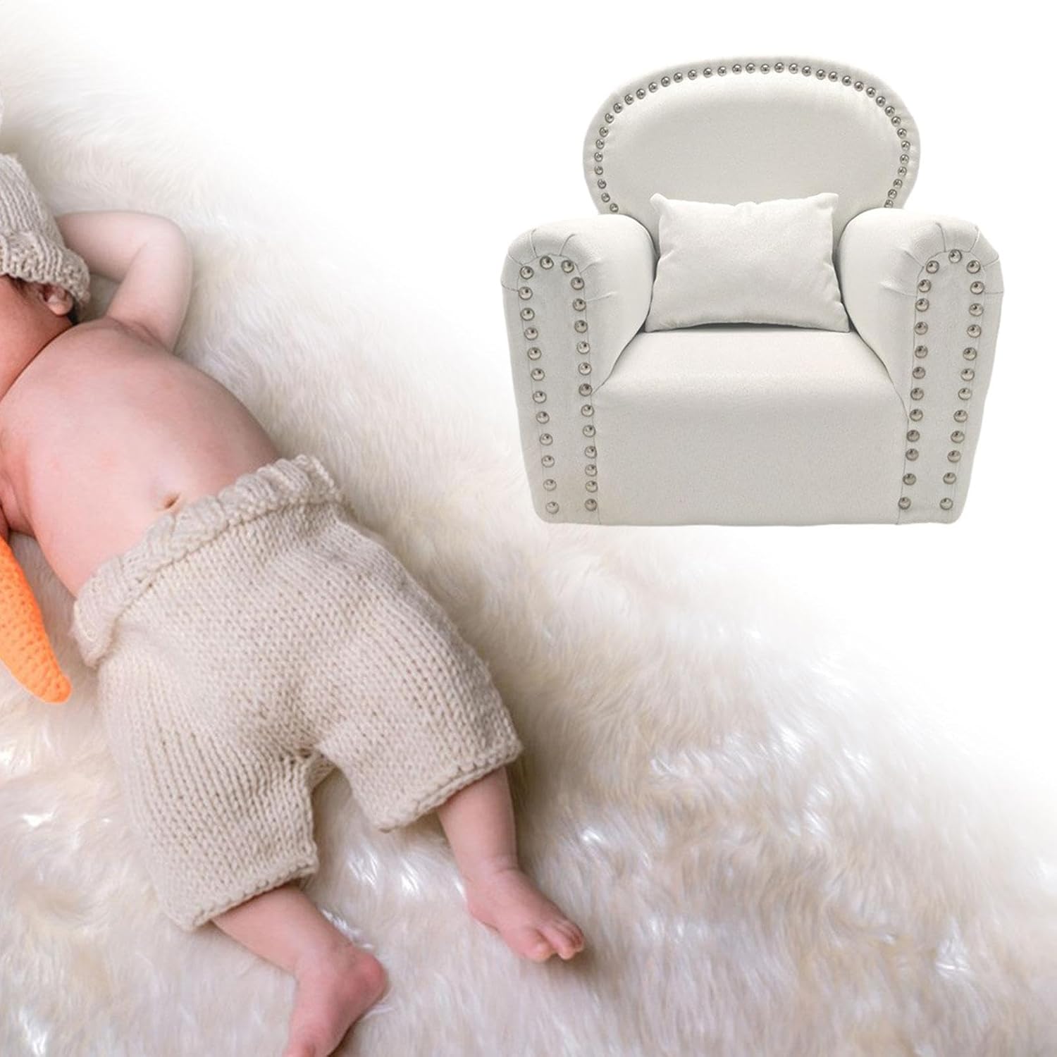 "Abbraccia" 新生児撮影用ソファ、撮影用小道具、写真用チェア、シート、フォトスタジオ、ポーズ用小道具、ミニ