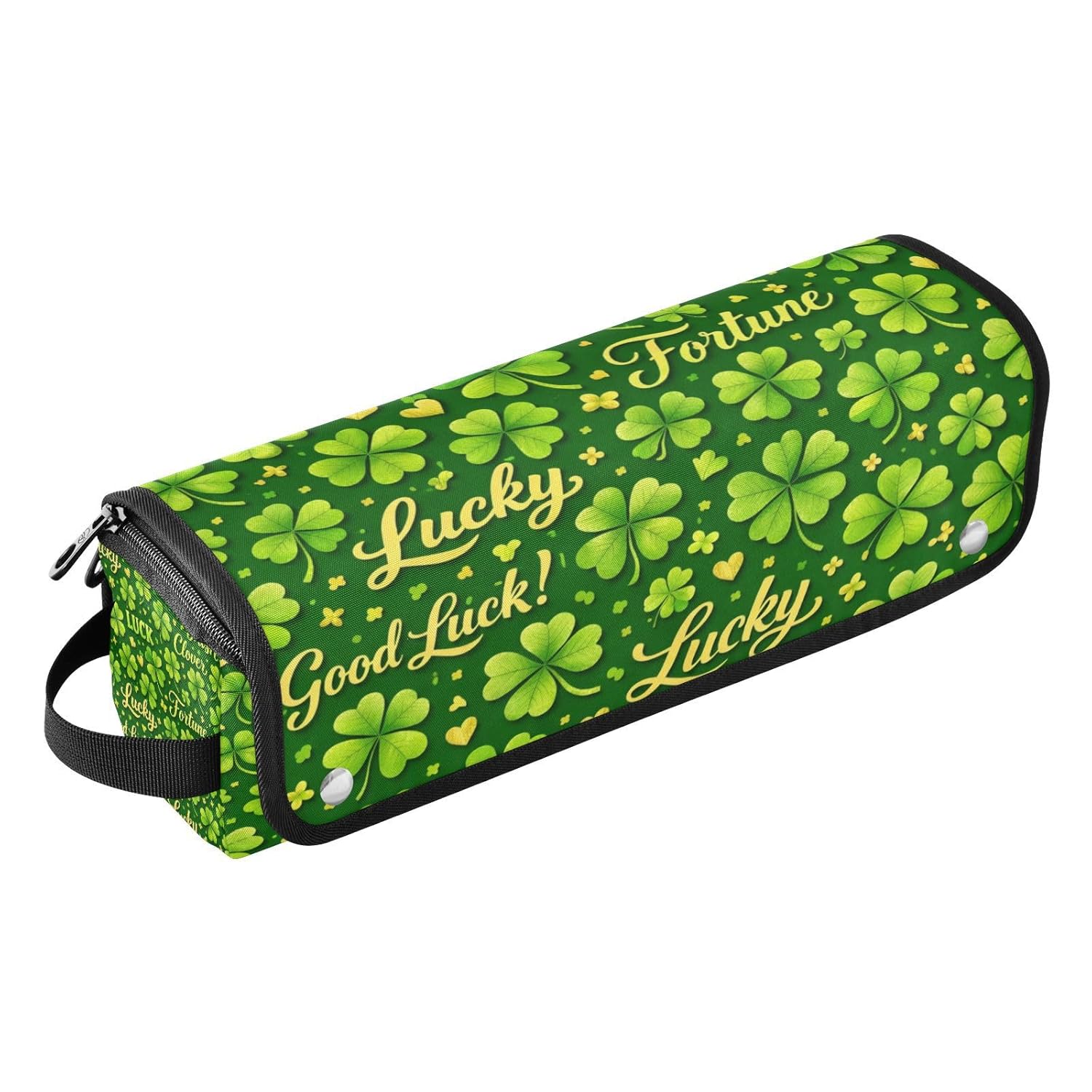 Shamrock Leaves Green Hair Tools Travel Bag Portable Hair Accessory Organizer with Heat Resistant Mat 2 in 1