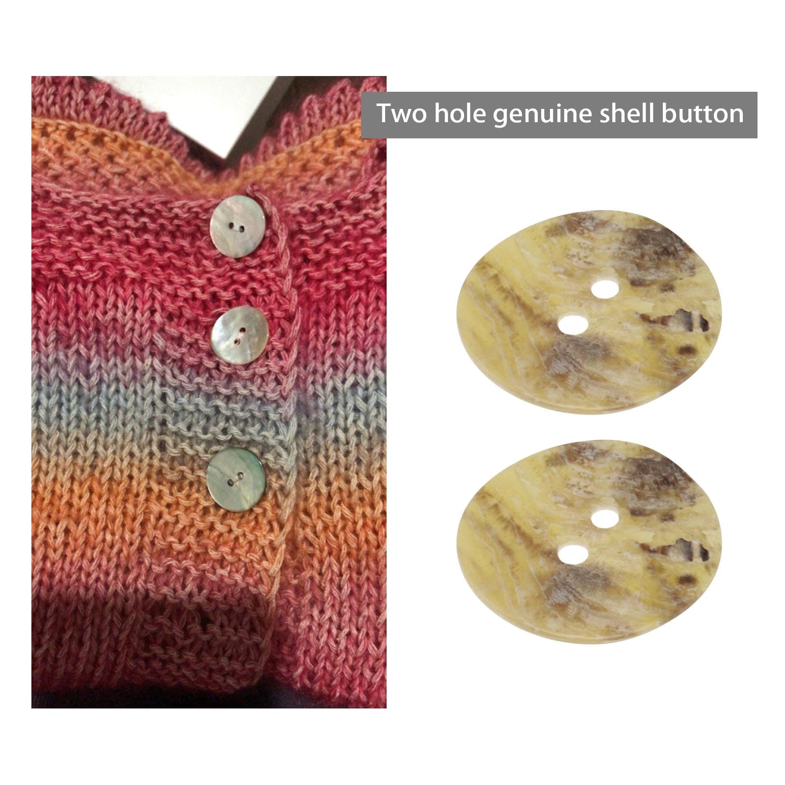 ECSiNG 100Pcs 5 Sizes Pearly Buttons Natural Shell Round Buttons 2-Hole Sewing Craft Seashell Buttons Include 9mm 11.5mm 15mm 18mm 20mm for DIY Sewing Crafts Clothes - Image 2