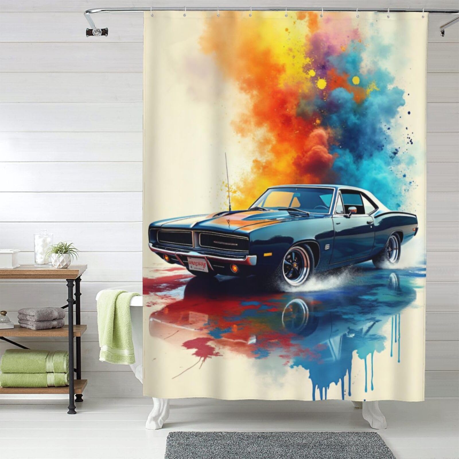 Rideau de douche épais anti-adhérence 152x183 cm imprimé minéral