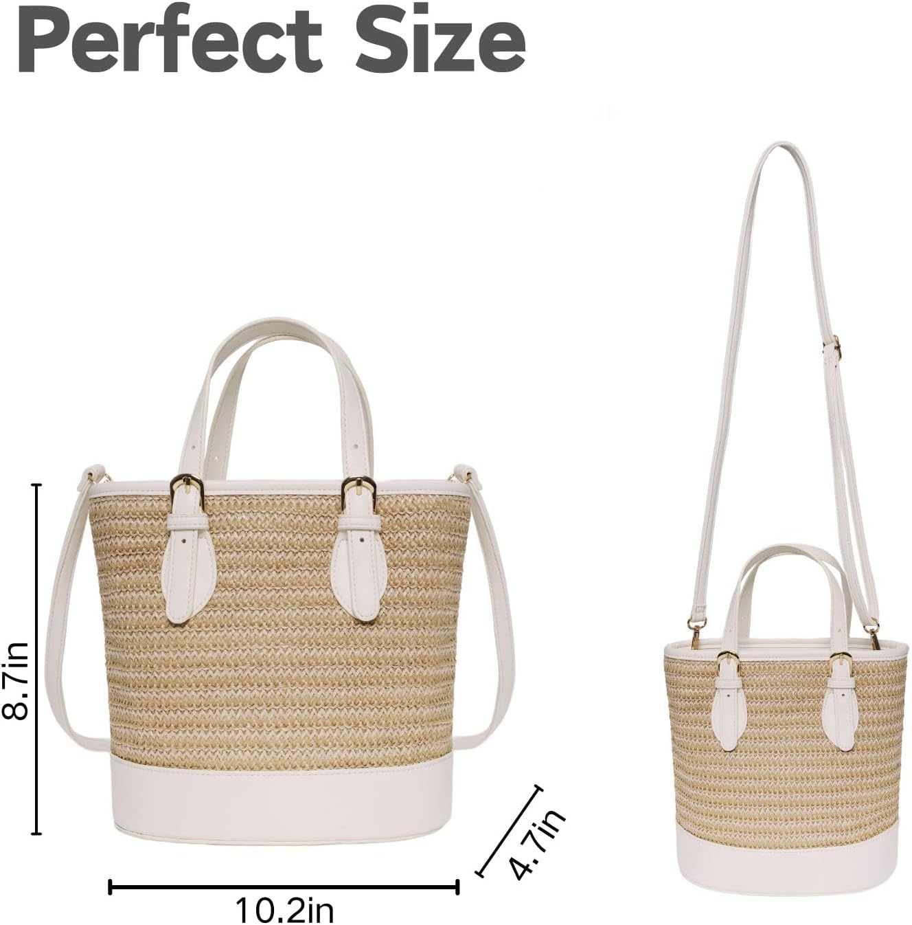 Trendy Women’s Straw Bucket Bag Straw Crossbody Bags For Women Summer Beach Clutch Travel Top-handle Shoulder Purse 2026 - Image 3