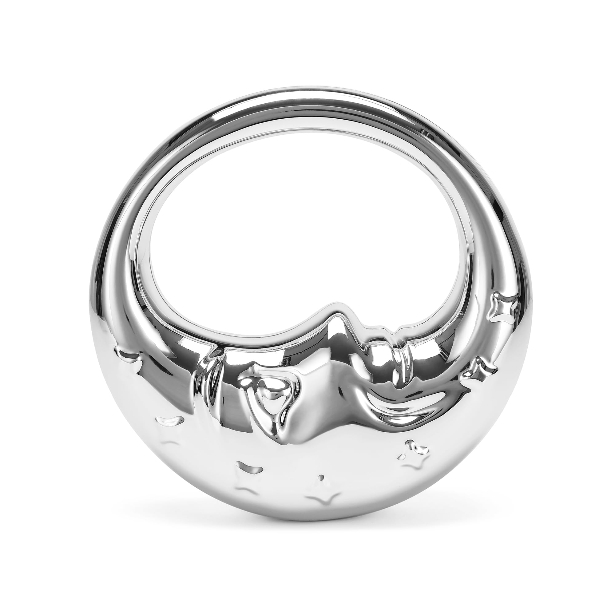 CARIEDO Acrylic Evening Clutch Purse Top-handle Moon Bag, Elegant Unique Handbag for Wedding Cocktail Party?Sliver