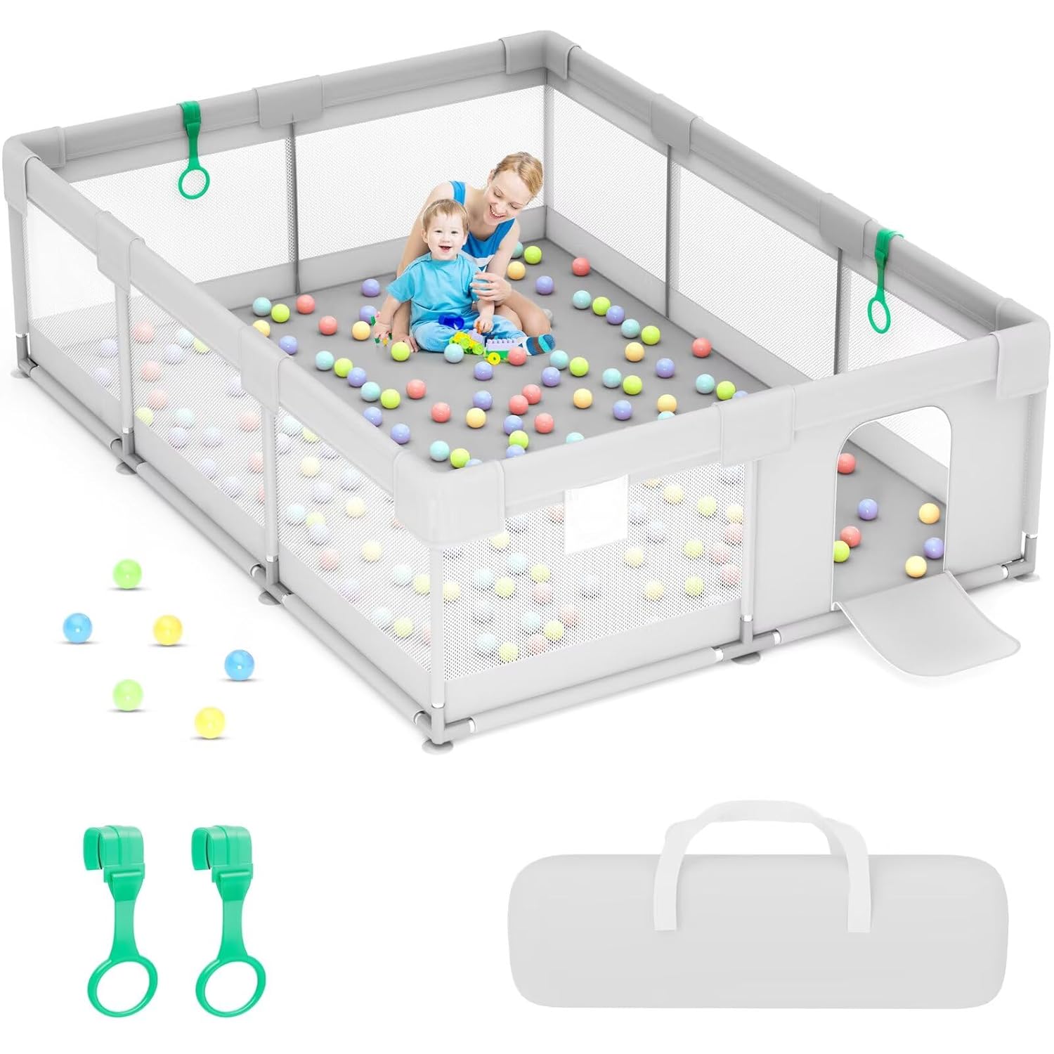 babyeap Baby Playpen,71 * 50 Inch Extra Large Baby Playards,Light Gray