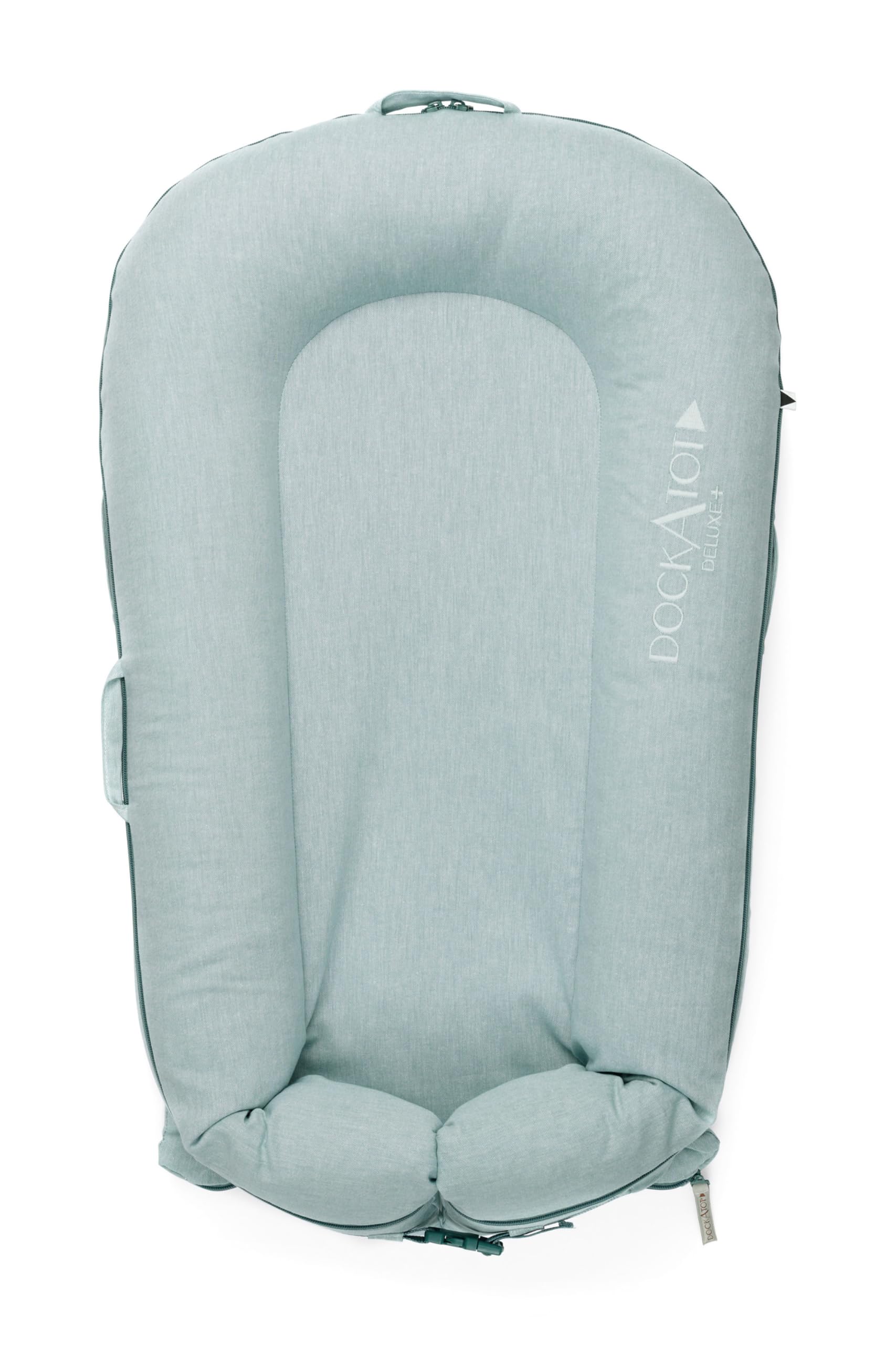 Deluxe+ Dock, Portable Lightweight Baby Lounger, Best Nest, from 0-8 Mos Newborn, Removable Washable Cover, Made of Quality Cotton, Portable for Travel (Marine Chambray)