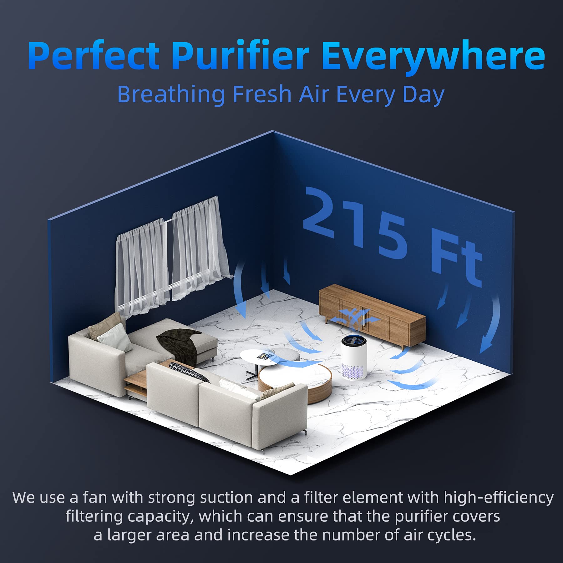 AROEVE Air Purifiers for Home, H13 HEPA Air Purifiers Air Cleaner For