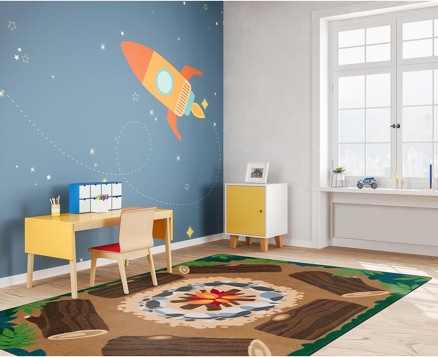 Joy Carpets Campfire Fun Area Rug in Color Multi, 5'4" x 7'8"