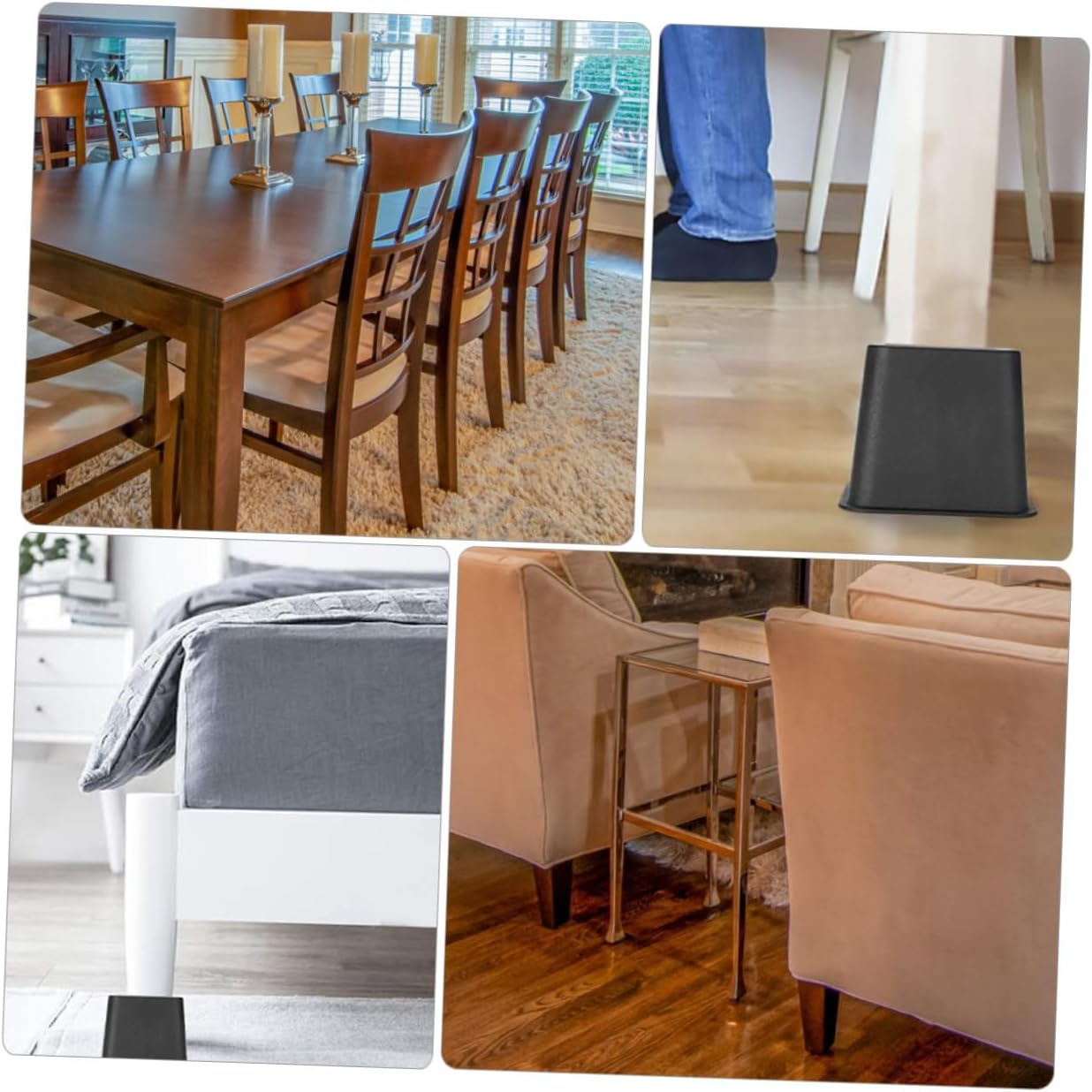 Cabilock 8pcs Furniture Sofa Riser Sturdy Leg Lifters for Couch High Table Leg Protectors Chair Foot Cap Multi-Purpose Home School Library