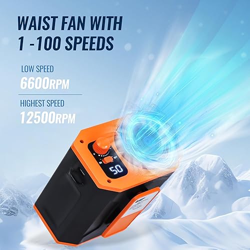 Vista 2 de BEYOND BREEZE Ventilador portátil de clip de cintura de 12500 RPM, ventilador personal recargable para el cuello con fuerte flujo de aire