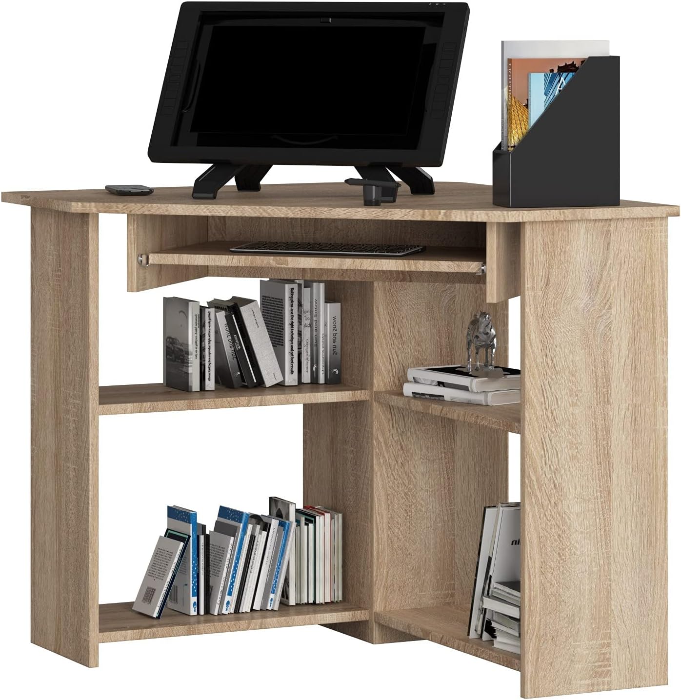AKORD | Computertafel | Bureau 4 laden | Comfort | Hoge kwaliteit | Solide | Voor thuis | Voor op kantoor | Ergonomie | Voor het werk | B90 x H77 x D50 cm | Wit