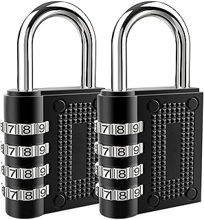 Combination Padlock, 4 Digit Gym Locker Lock, Weatherproof Lock Outdoor Heavy Duty Combination Lock for School Locker,Toolbox, Storage (2 Pack, Black)