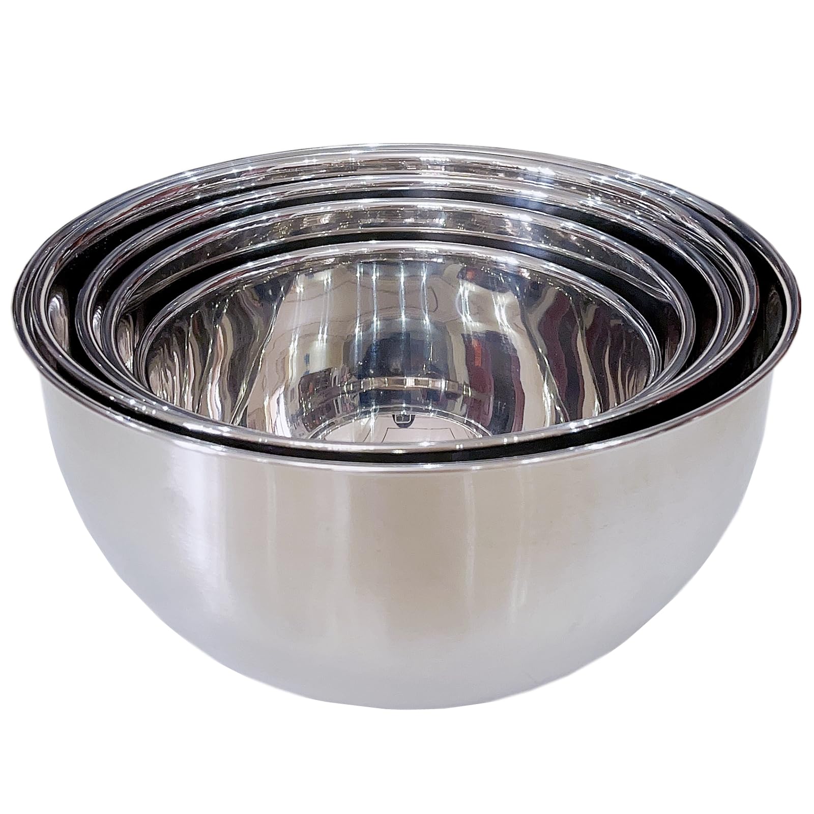 KAITAK Juego de 6 cuencos profesionales profundos de acero inoxidable para mezclar ensaladas para servir mezclar, cocinar y hornear