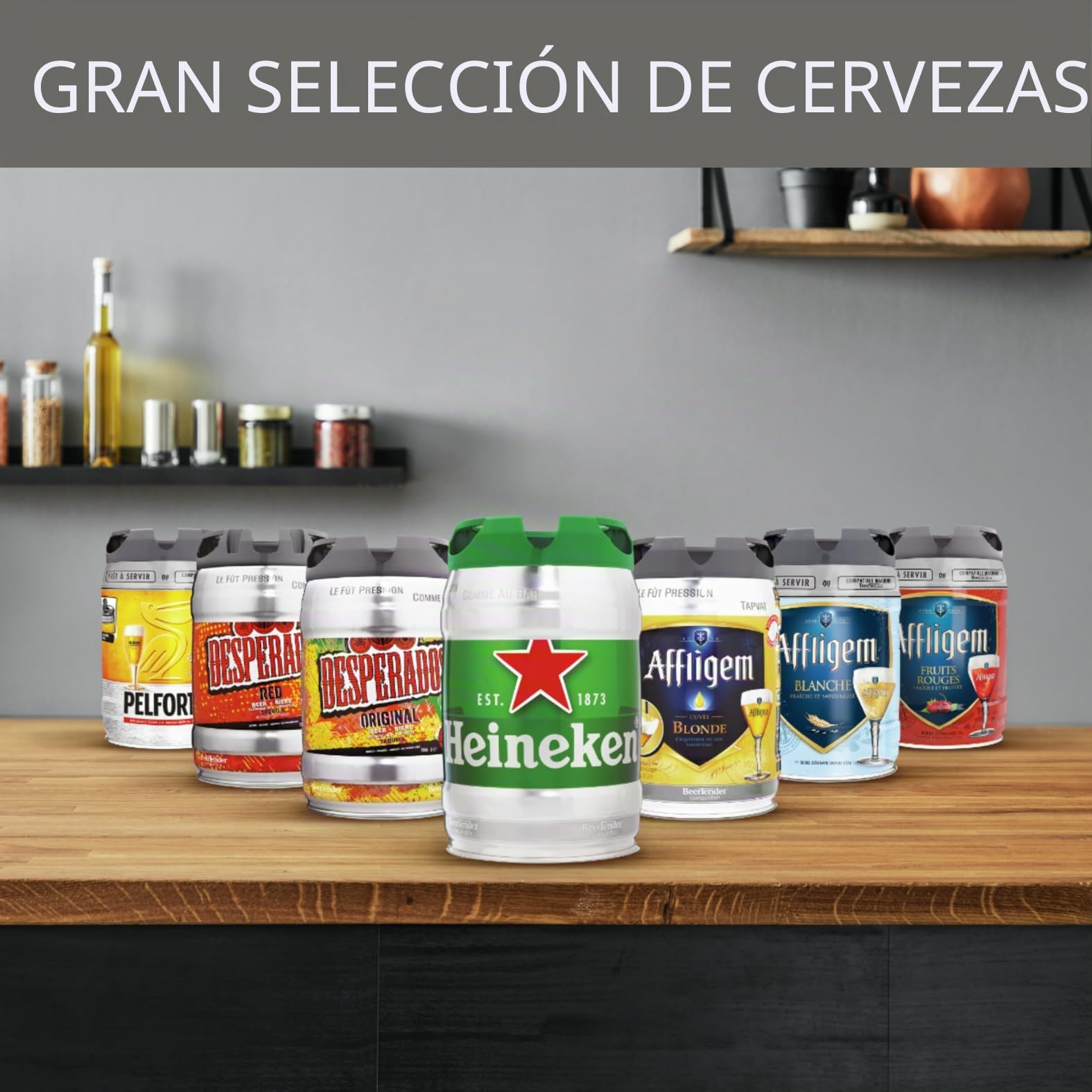 Krups Beertender Máquina Cerveza Presión, Barriles de 5 L, Luz indicadora, Cerveza fresca, Fácil instalación, Indicador de temperatura, Indicador de volumen restante, Loft Edition Silver VB700E00