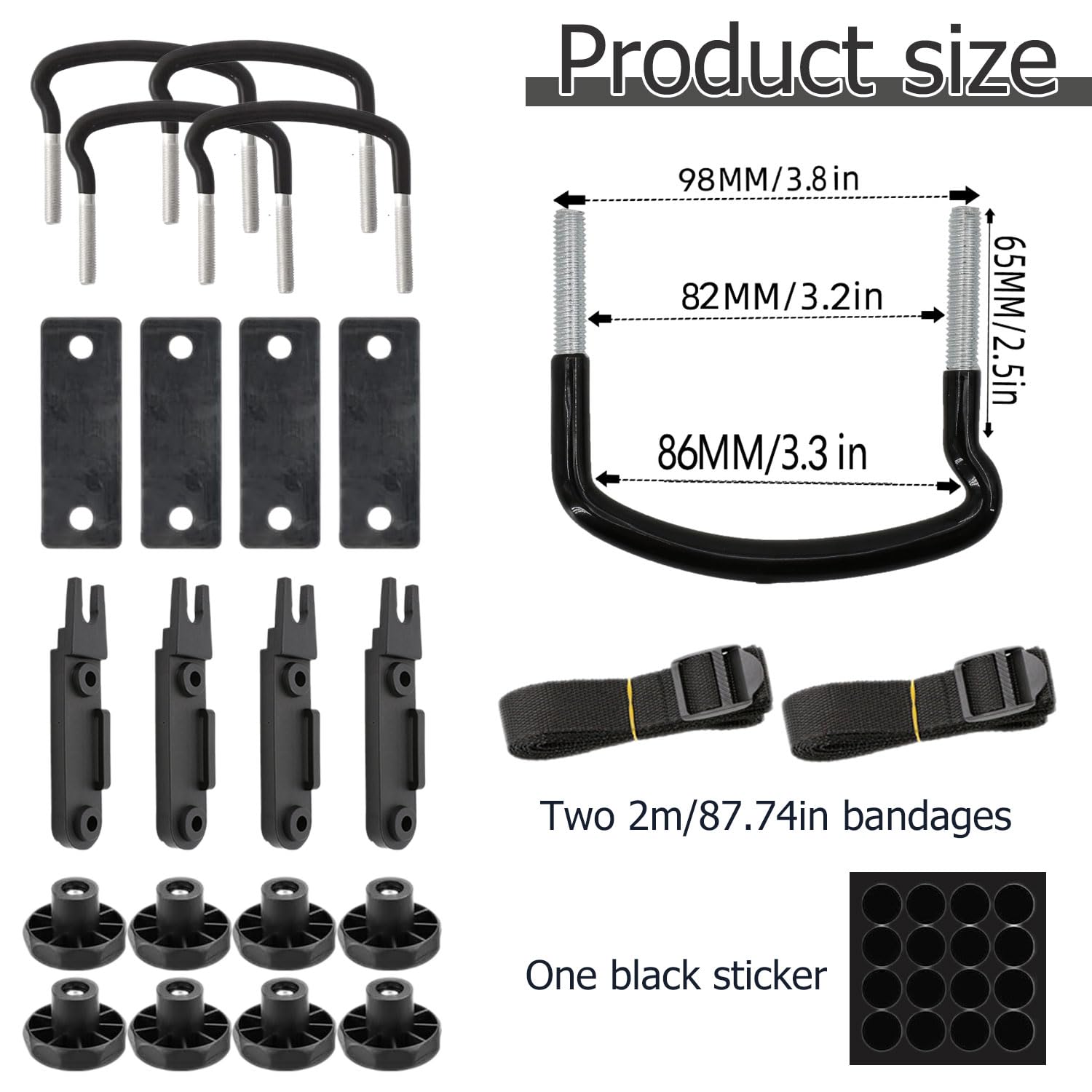 Fissaggio per Box da Tetto 4 pezzi Supporto per Box da Tetto Supporto da Parete a U Staffa Universale per Auto Furgone Kit di Montaggio con 8 Dadi di Bloccaggio Pesanti 2 Bende