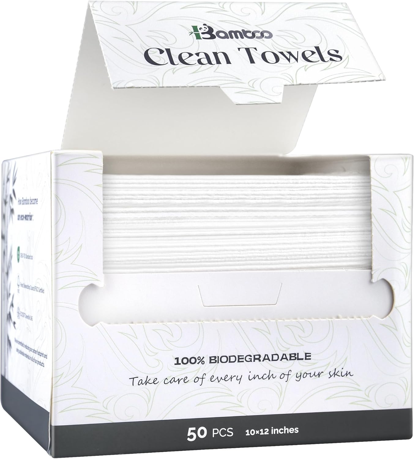 Bamboo Disposable Face Towel XL Biodegradable Dry Face Wipes 50 Count