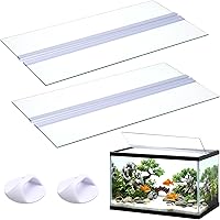Sawysine 2-Pack Glass Aquarium Lid for 10 Gallon Tank - Clear Hinged Canopy with Handles, 19.33x9.65in, Cut-to-Fit Cover
