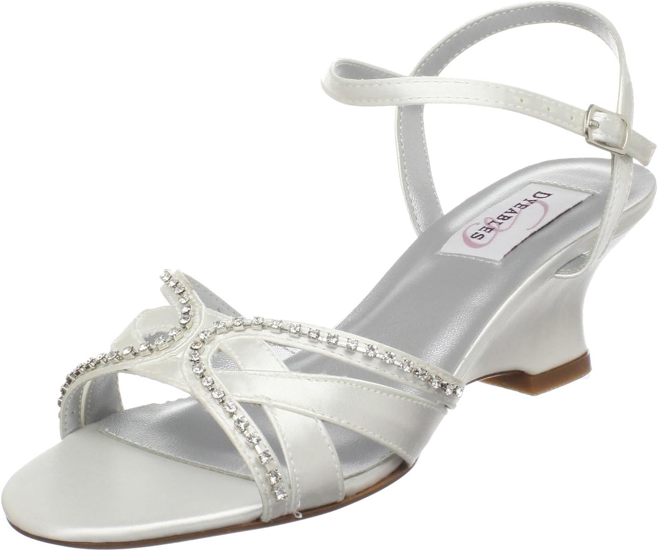 Dyeables womens Peg wedges sandals, White Satin, 5.5 US