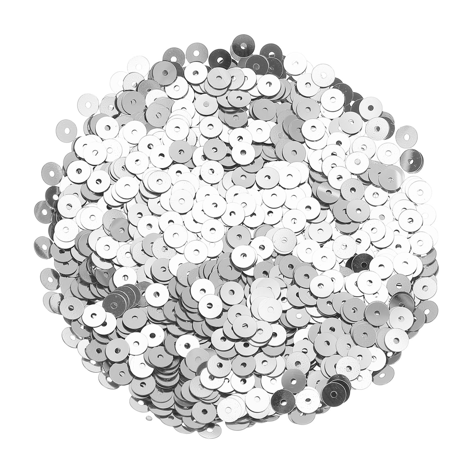 sourcing map 30.000 paillette piatte e rotonde, 5 mm, con fori singoli, 100 g, per fai da te, cucito, ricamo, abbigliamento, argento
