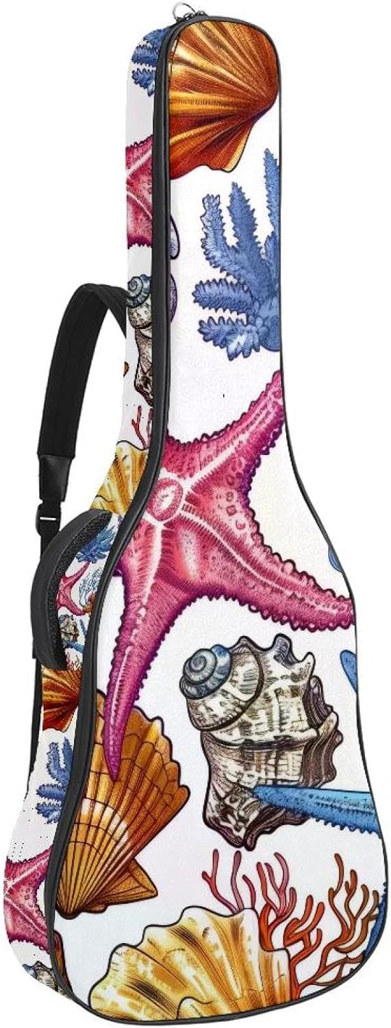 40 41 42 Inch Acoustic Guitar Bag, 0.4 In Thick Sponge Padded Guitar Case Gig Bag with Back Hanger Loop and 2 Pockets, Seamless Watercolor Fruits Pattern