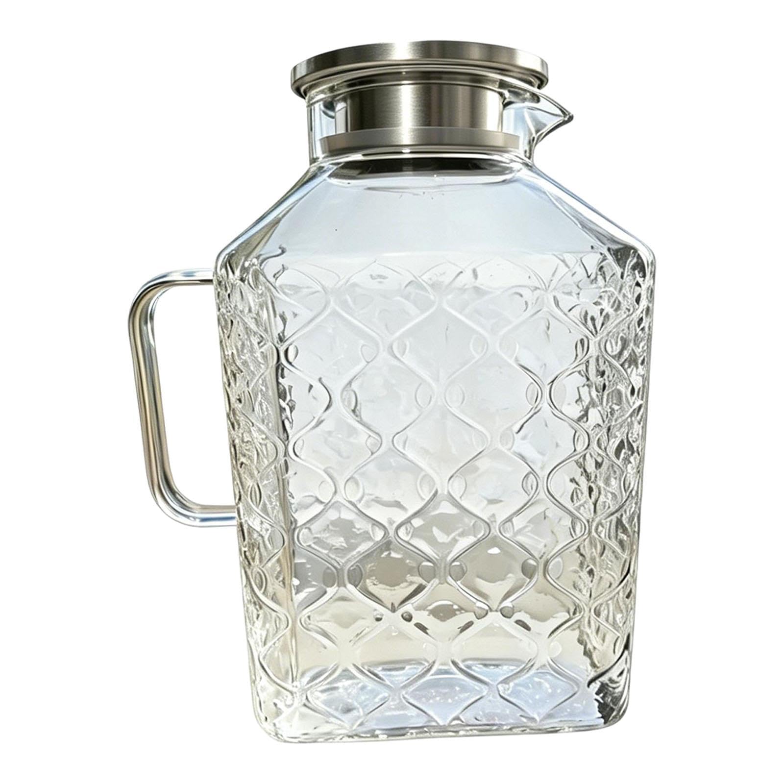 Glaskrug für Kalte Getränke, Wasser, Saft, Milchgetränke Und, Silberner Griff
