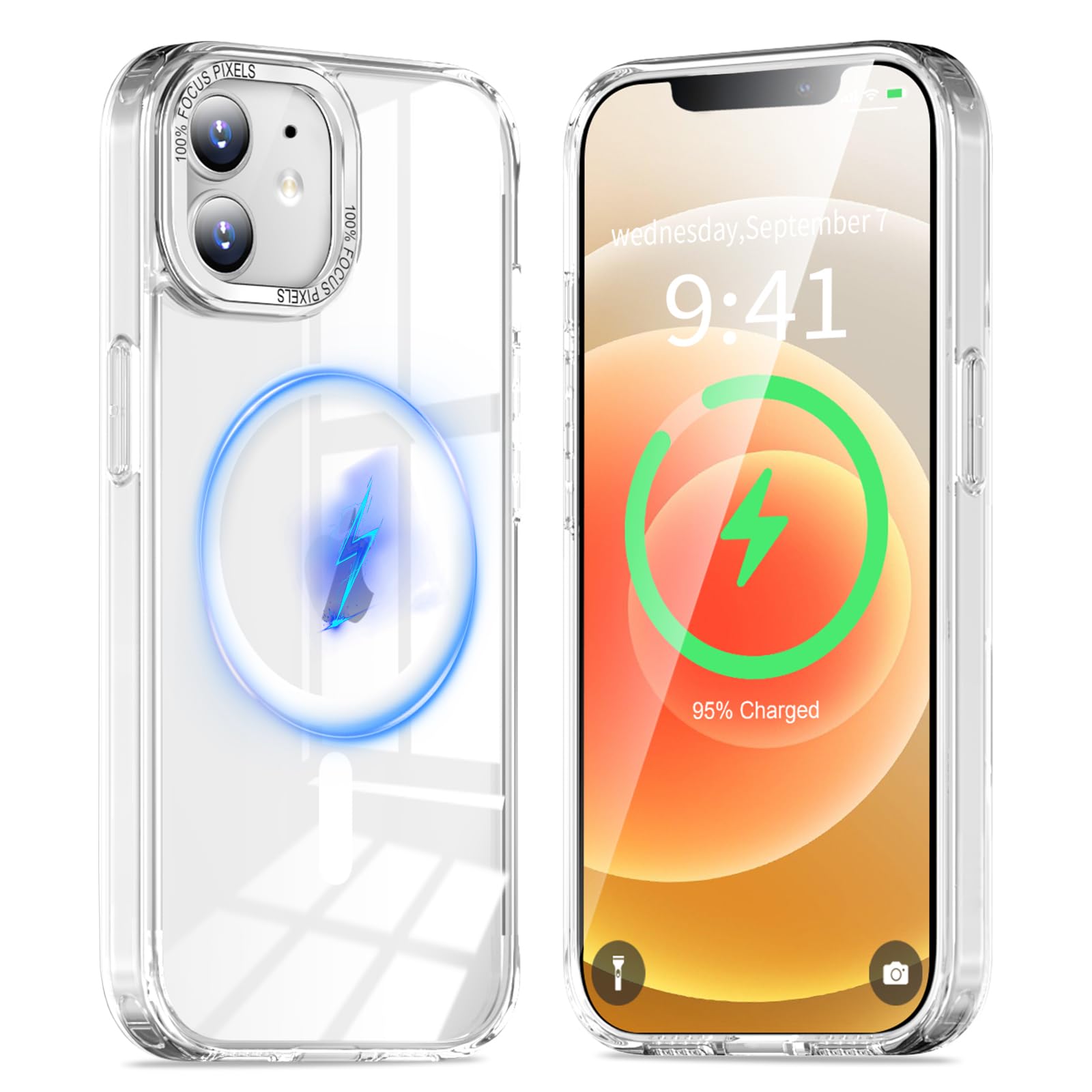 【極々透明感・MagSafe対応】KWATUNG iPhone 12/12 Pro 用 ケース magsafe対応 米軍MIL規格 アイフォン12 Pro用ケース マグネット搭載 マグセーフ対応 薄型 耐衝撃 耐久性 傷防止 指紋防止 黄変防止 あいふおん 12 用 スマホケース iphone12 / 12 Pro 用 6.1インチ対応 透明 クリア