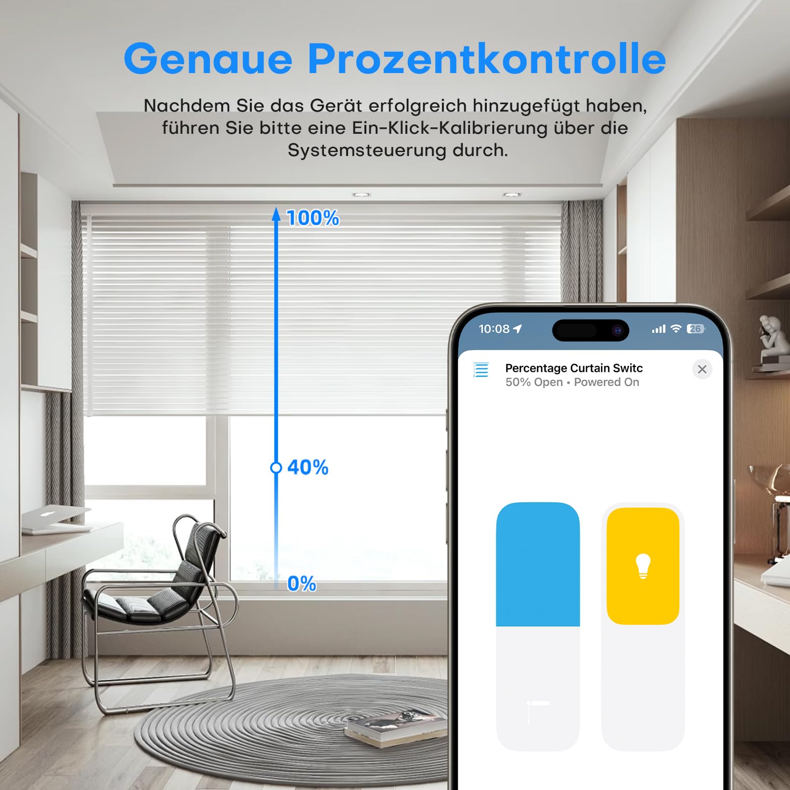 Maxcio HomeKit WLAN Rolladenschalter für Smart Home mit Prozentsteuerung