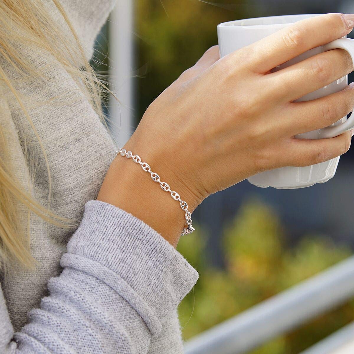 MATERIA by Matthias Wagner Bracciale da donna in argento 925 – chicchi di caffè piatto