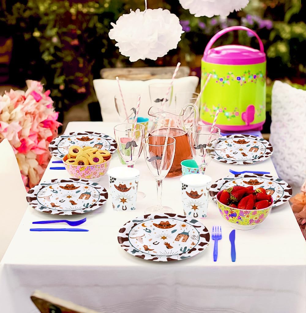 Western Cowboy Party Decorations Tableware - Cowboy Birthday Party Supplies Include Paper Plate, Napkin, Cup, Cutlery, Wild West Cowboy Theme Party Decorations Dinnerware | Serve 24 - Image 6