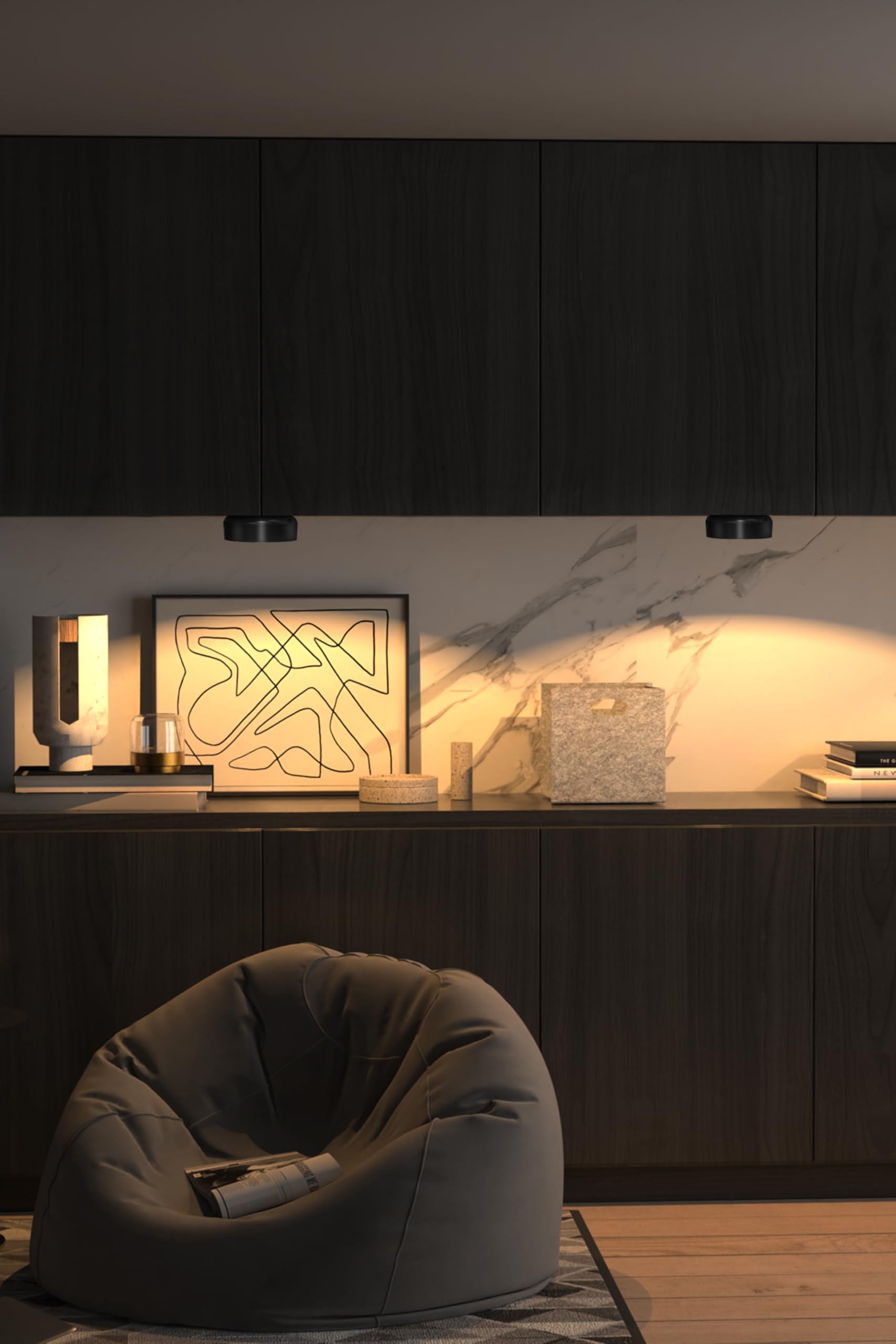 Bilderleuchte Kabellos 4er Set - 18 Stunden Akkulaufzeit, RGB und Warmweiß Licht, Timer-Funktion, Mit Fernbedienung, USB-C Wiederaufladbar, Integrierter Akku, Wohnaccessoires (Schwarz)