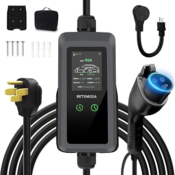 Level 2 EV Charger, 40 Amp 240V 9.6kW, 24.9ft Cable, LED Display