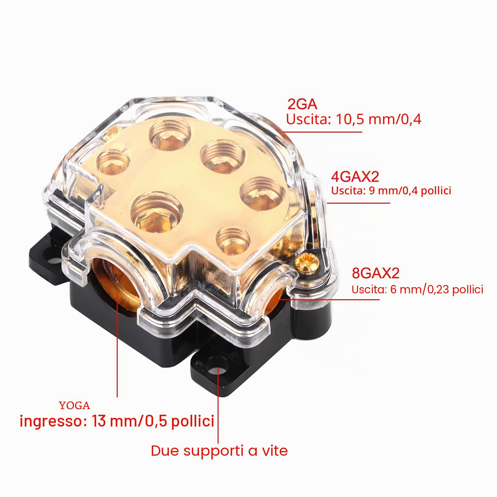 Distributore Sdoppiatore per Cavi di Messa a Terra 1 in 5 Vie Blocco Distribuzione Energia Blocco di Distribuzione Dell'alimentazione Audio Per Auto Barca Auto