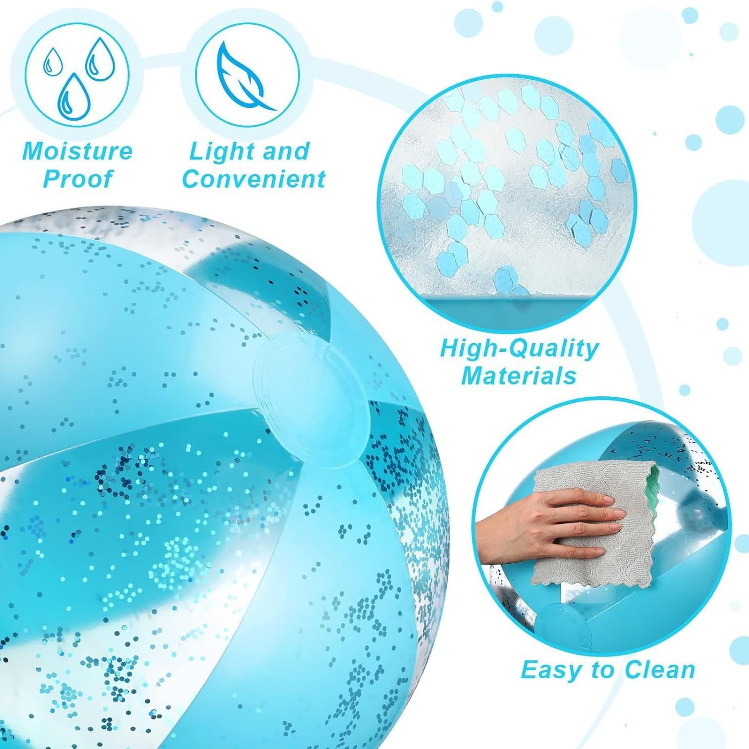 Aufblasbare Glitter Wasserbälle 2 Stück - 40cm PVC Mit Pailletten