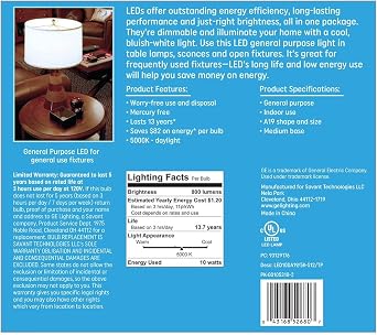 GE Daylight LED 60W Equivalent General Purpose A19 Light Bulbs (12 Pack)