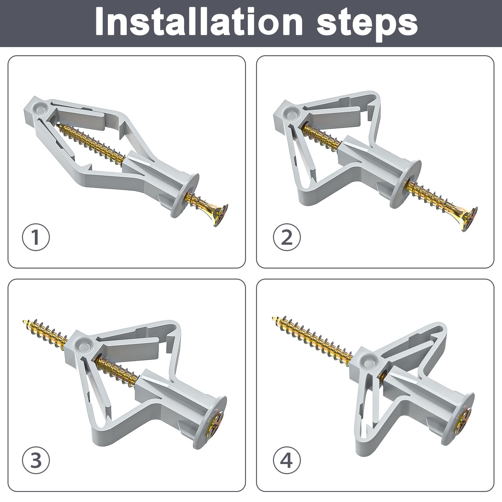 Wavanta 100Pcs Plasterboard Wall Plugs and Screws Set, Plasterboard Fixings - Image 3