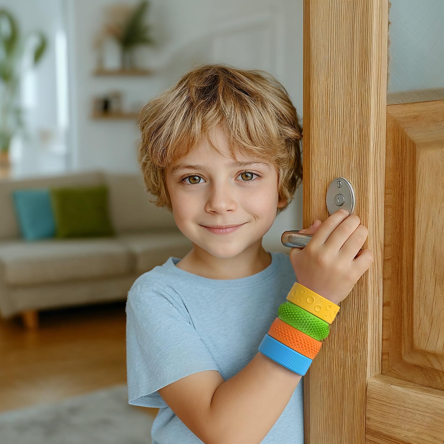 Sensory Fidget Toys Slap Bracelets for Kids, Textured 6 Pack, Stress Fidgets for Anxiety Autism ADHD, Wearable Sensory Toys for Adults Office Desk, Calm Down Travel Airplane Toys